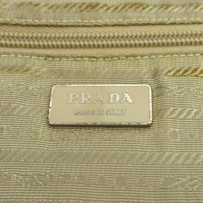 PRADA Shoulder Bag Purse Logo Nylon Beige Authentic