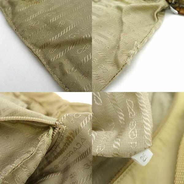 PRADA Shoulder Bag Purse Logo Nylon Beige Authentic