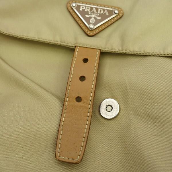 PRADA Shoulder Bag Purse Logo Nylon Beige Authentic
