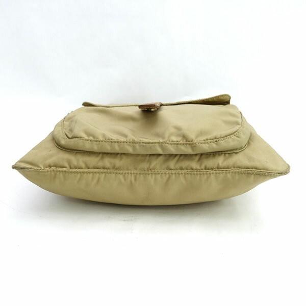 PRADA Shoulder Bag Purse Logo Nylon Beige Authentic