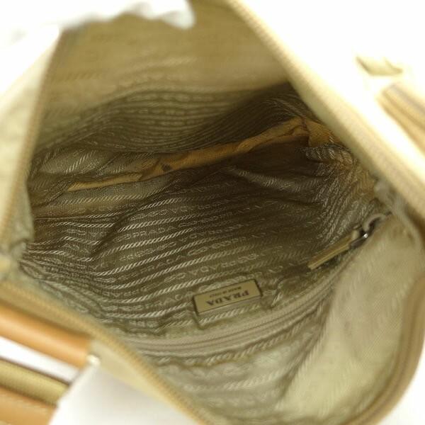 PRADA Shoulder Bag Purse Logo Nylon Beige Authentic