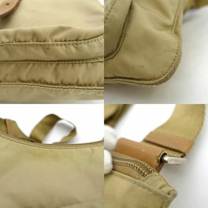 PRADA Shoulder Bag Purse Logo Nylon Beige Authentic