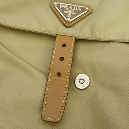 PRADA Shoulder Bag Purse Logo Nylon Beige Authentic