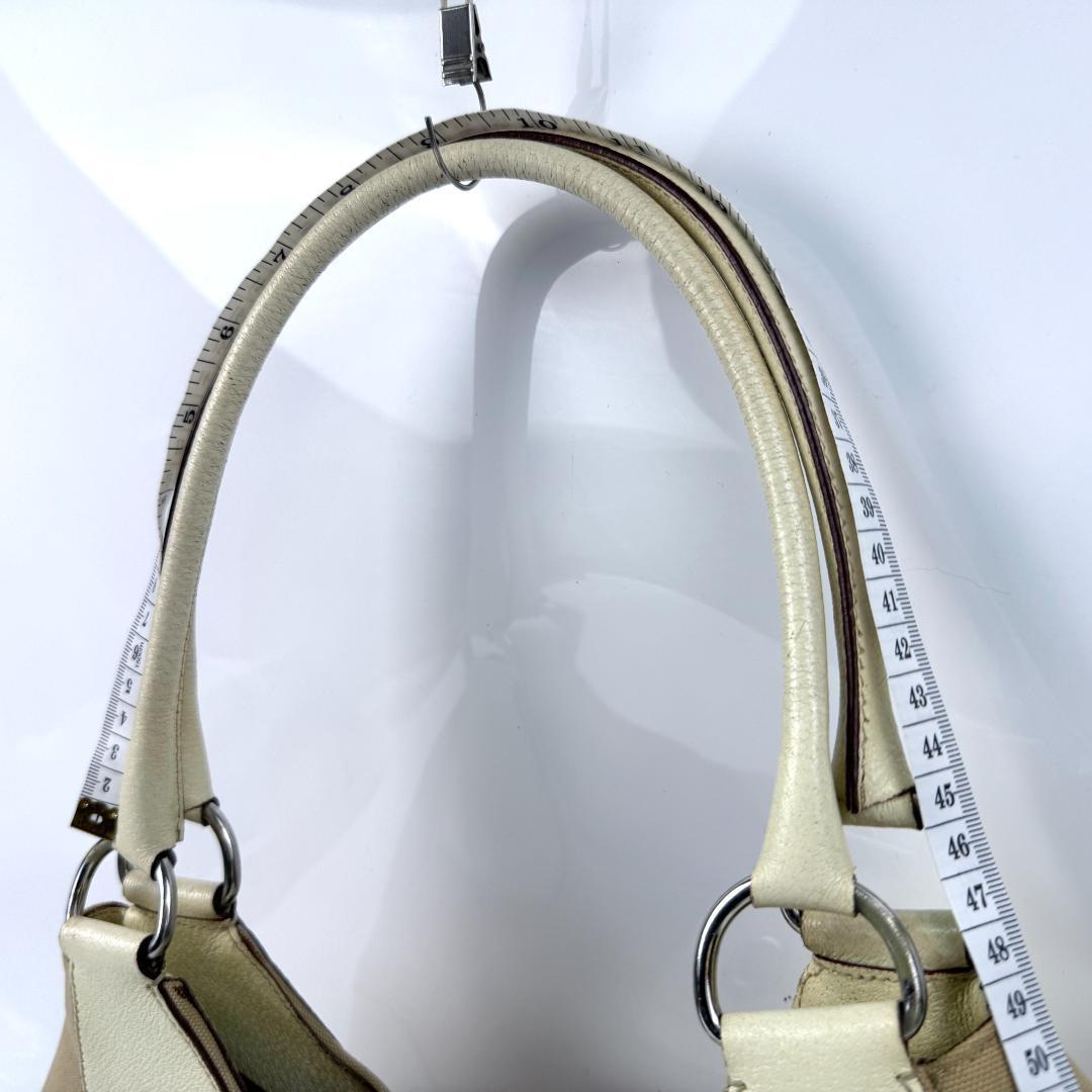 PRADA Shoulder Bag Purse Logo Leather Beige Authentic