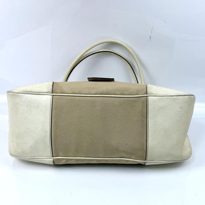 PRADA Shoulder Bag Purse Logo Leather Beige Authentic