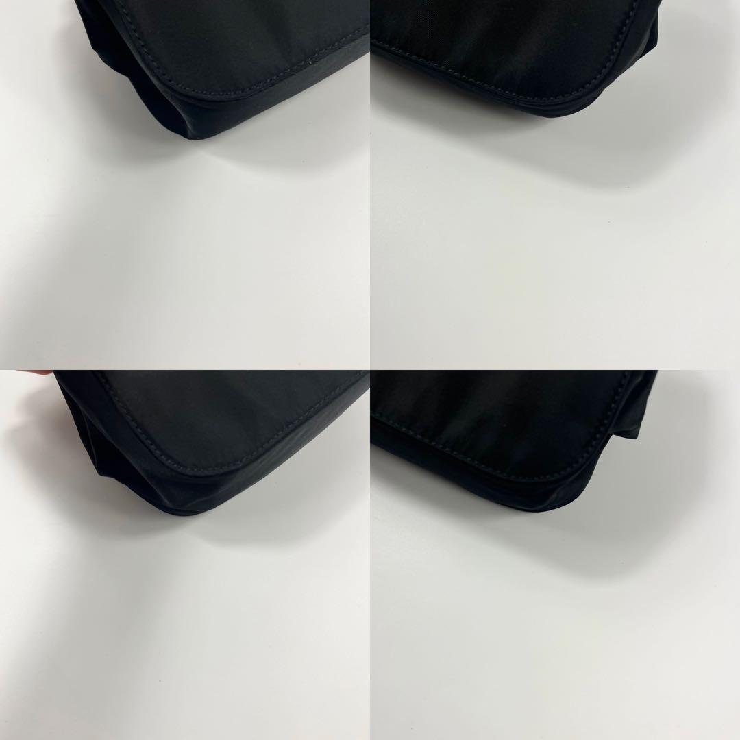 PRADA Shoulder Bag Purse Chain Logo Nylon Black Authentic