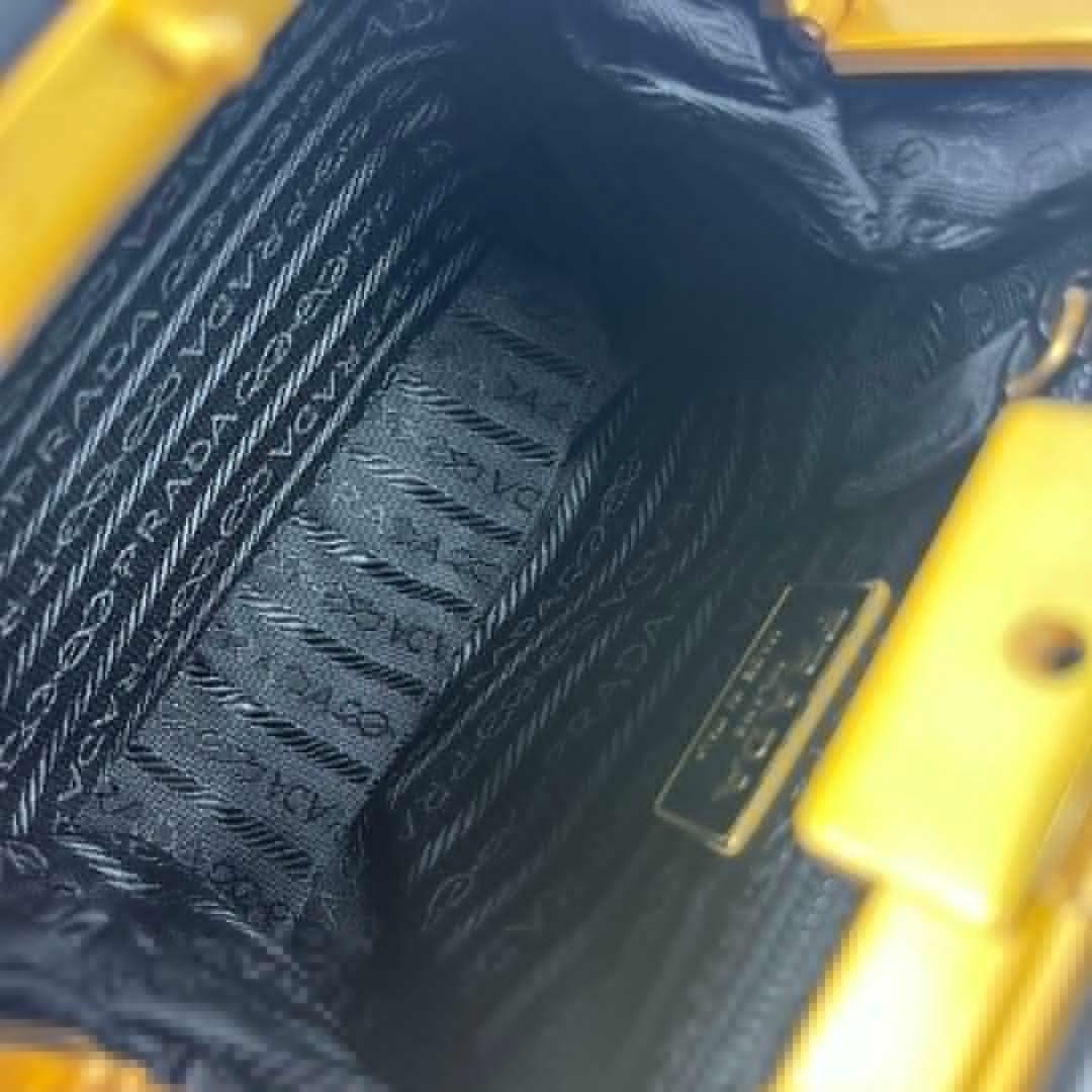 PRADA Shoulder Bag Purse Chain Logo Nylon Black Authentic