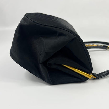 PRADA Shoulder Bag Purse Chain Logo Nylon Black Authentic