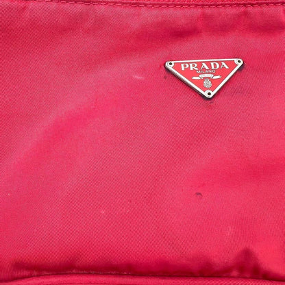 PRADA Accessory Pouch Hand Bag Tote Purse Logo Nylon Red Authentic