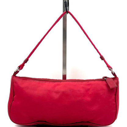 PRADA Accessory Pouch Hand Bag Tote Purse Logo Nylon Red Authentic