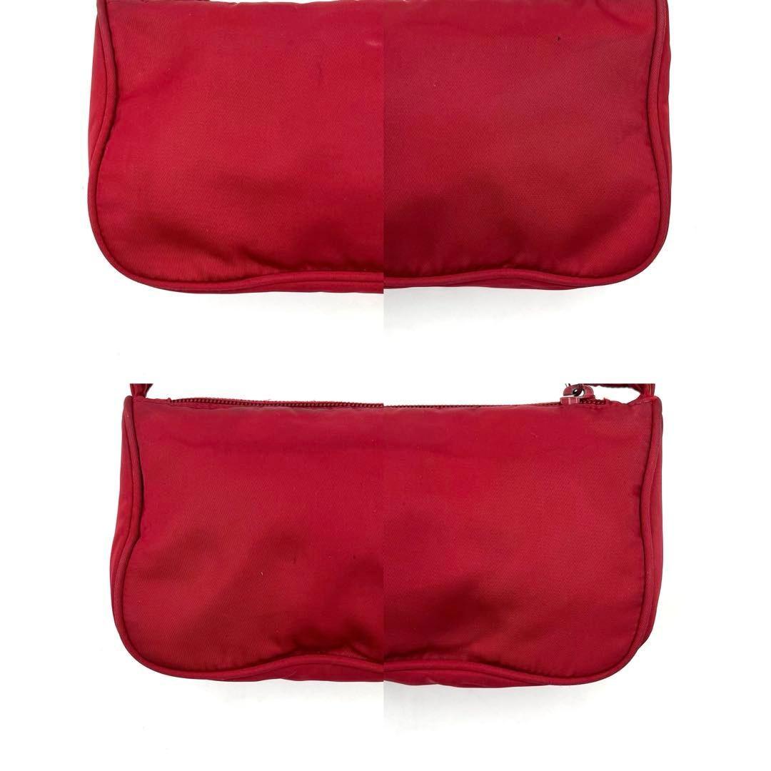 PRADA Accessory Pouch Hand Bag Tote Purse Logo Nylon Red Authentic