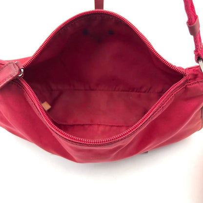 PRADA Accessory Pouch Hand Bag Tote Purse Logo Nylon Red Authentic