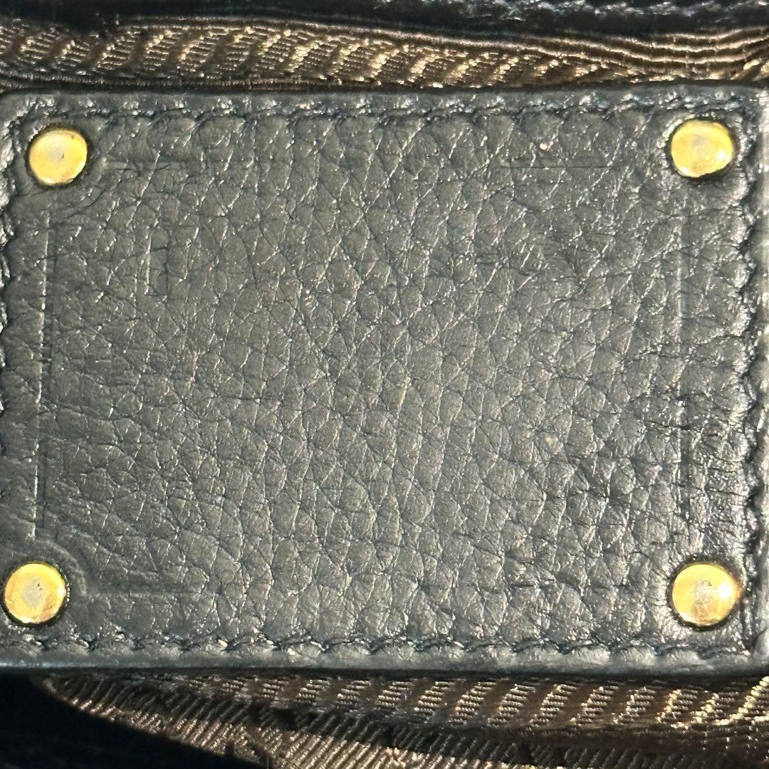 PRADA Hand Shoulder Bag Tote Purse 2way Logo Leather Black Authentic
