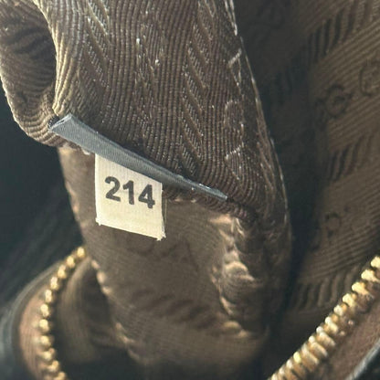 PRADA Hand Shoulder Bag Tote Purse 2way Logo Leather Black Authentic