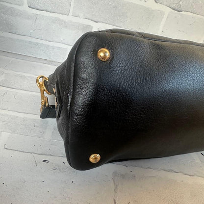 PRADA Hand Shoulder Bag Tote Purse 2way Logo Leather Black Authentic