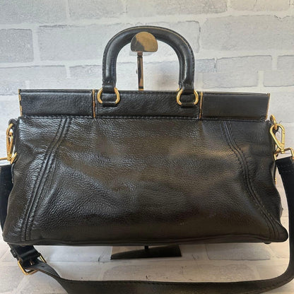 PRADA Hand Shoulder Bag Tote Purse 2way Logo Leather Black Authentic