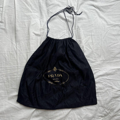 PRADA Shoulder Bag Purse Ribbon Suede Orange Brown Authentic