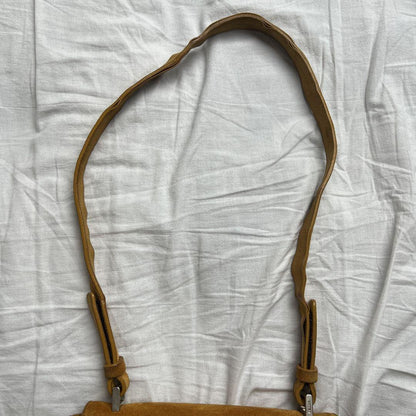 PRADA Shoulder Bag Purse Ribbon Suede Orange Brown Authentic