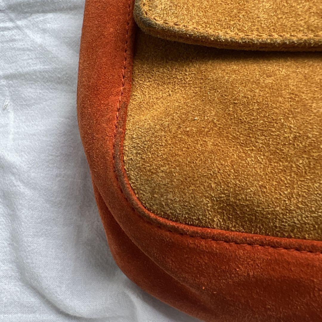 PRADA Shoulder Bag Purse Ribbon Suede Orange Brown Authentic