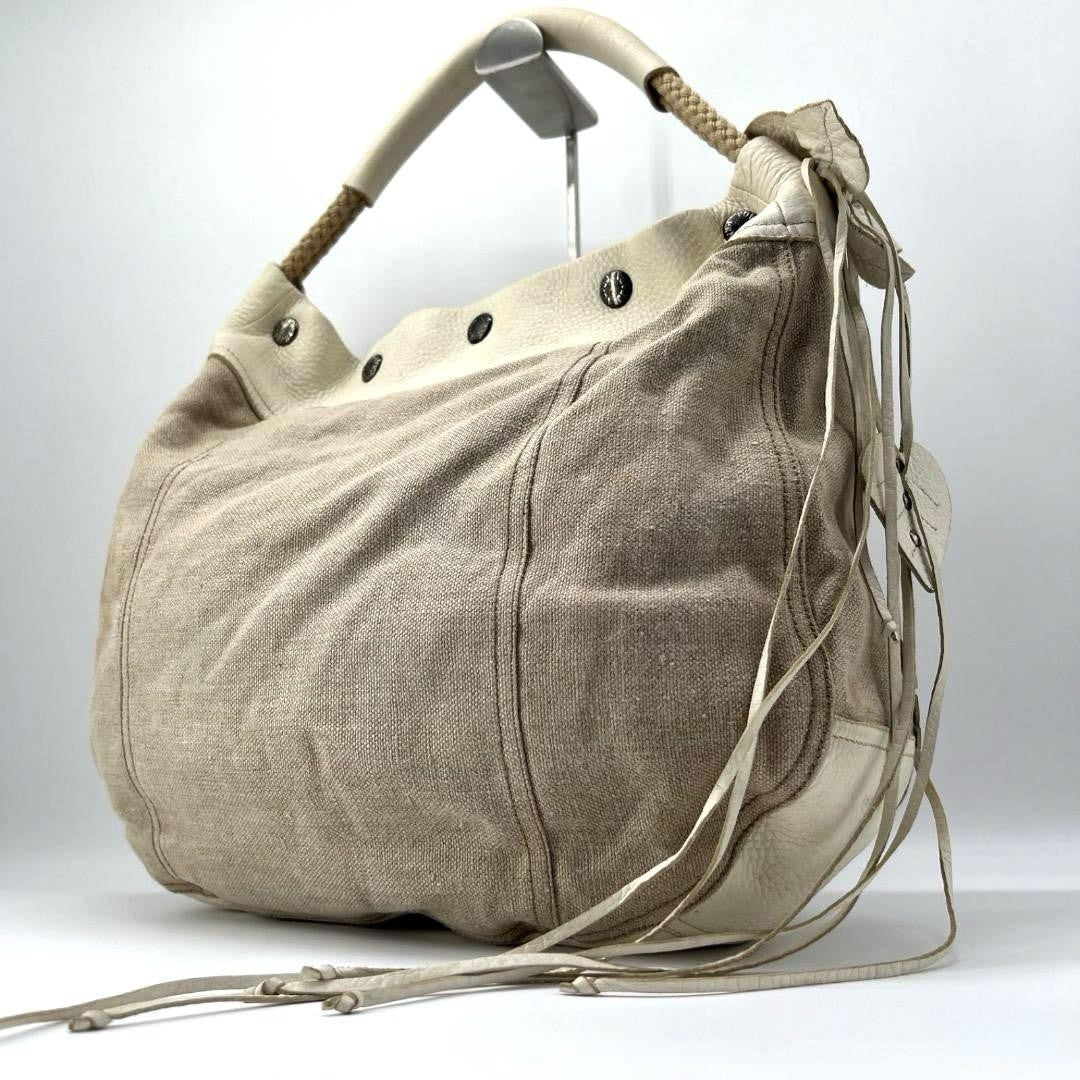 PRADA Shoulder Bag Purse Leather Beige Authentic