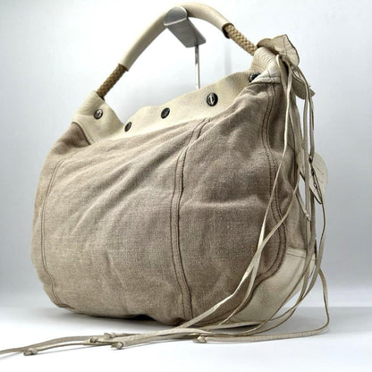 PRADA Shoulder Bag Purse Leather Beige Authentic