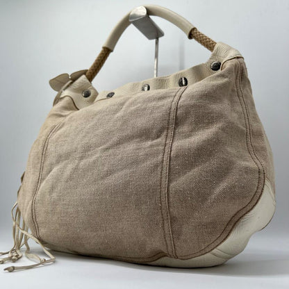 PRADA Shoulder Bag Purse Leather Beige Authentic