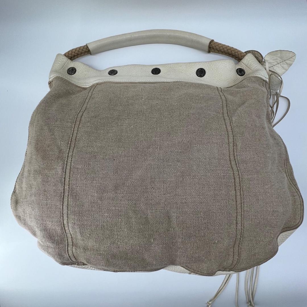 PRADA Shoulder Bag Purse Leather Beige Authentic