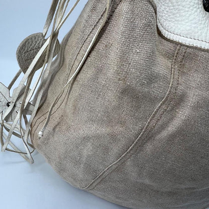 PRADA Shoulder Bag Purse Leather Beige Authentic