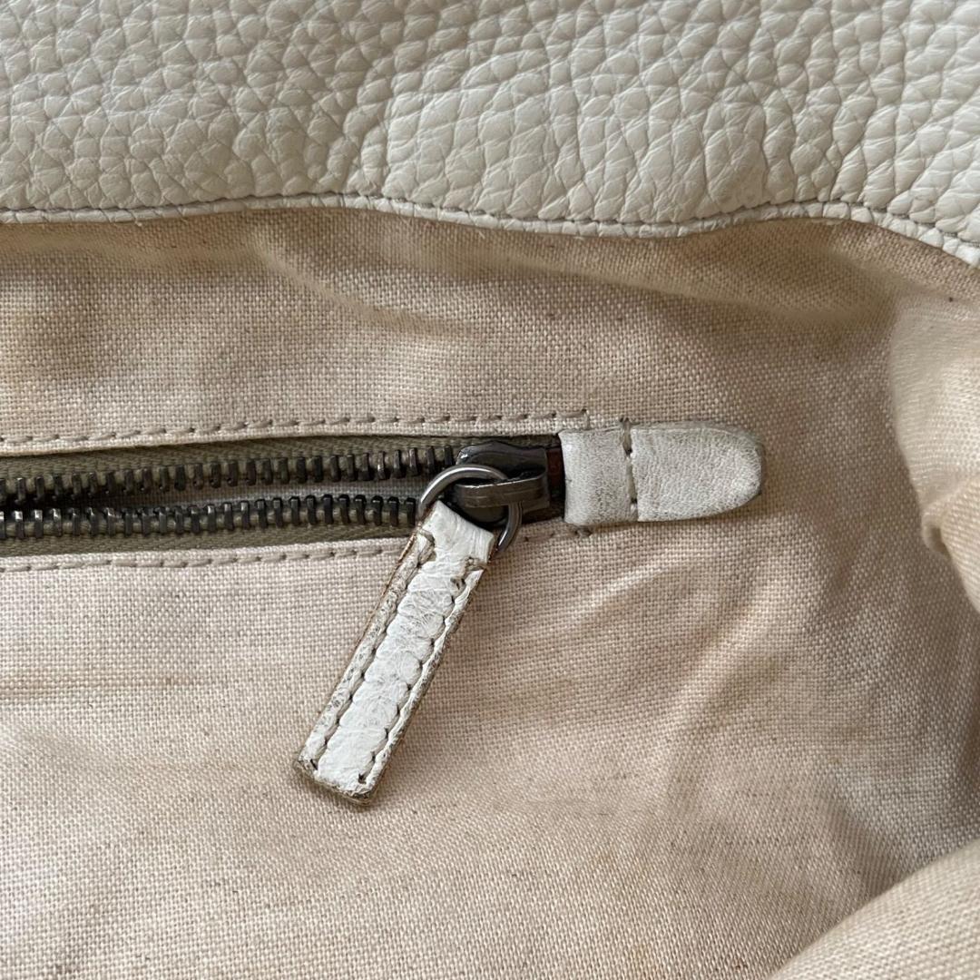 PRADA Shoulder Bag Purse Leather Beige Authentic