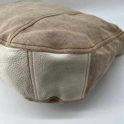 PRADA Shoulder Bag Purse Leather Beige Authentic