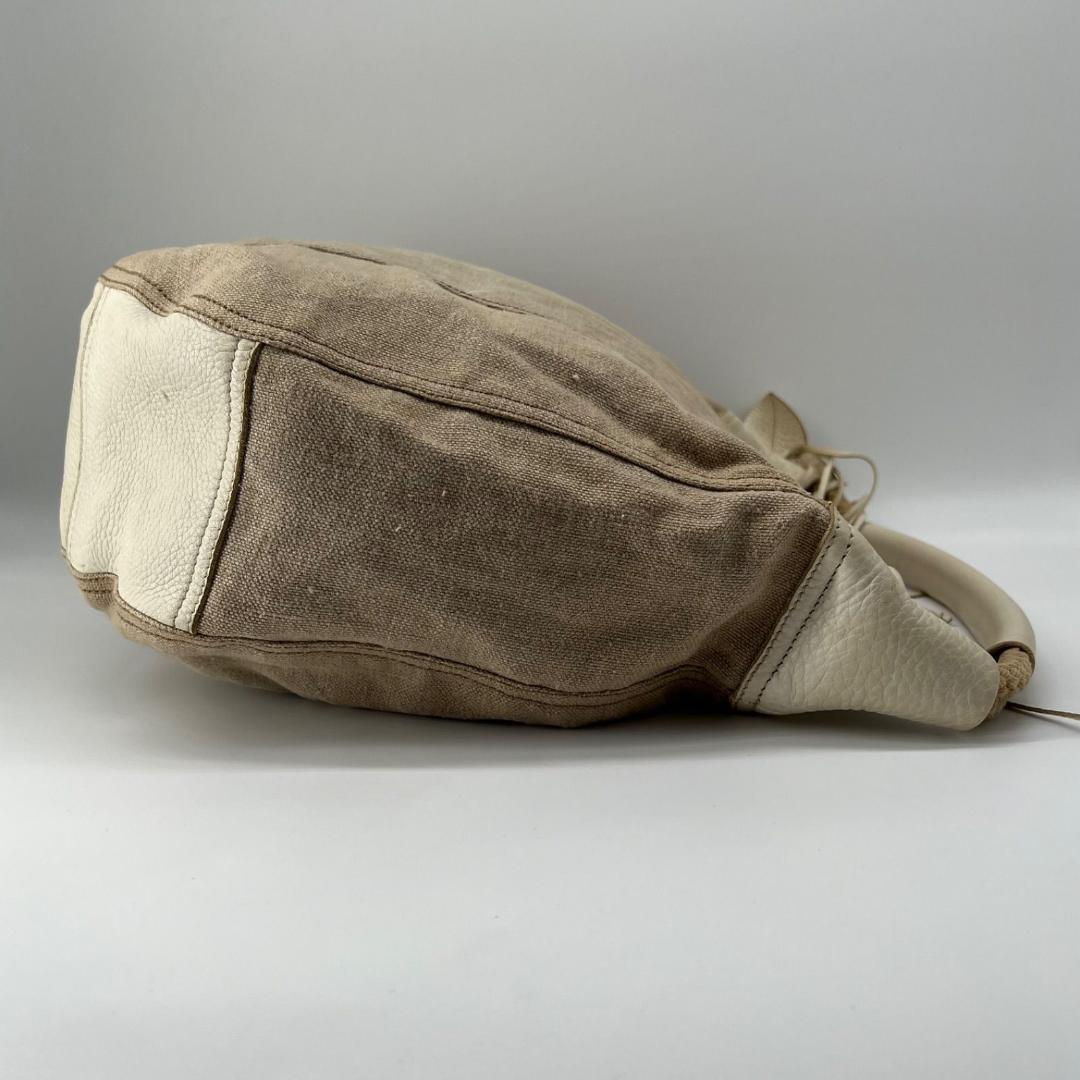 PRADA Shoulder Bag Purse Leather Beige Authentic