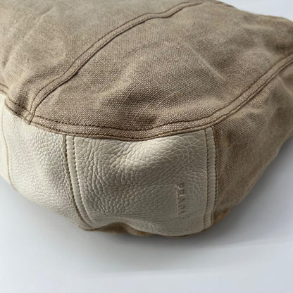 PRADA Shoulder Bag Purse Leather Beige Authentic