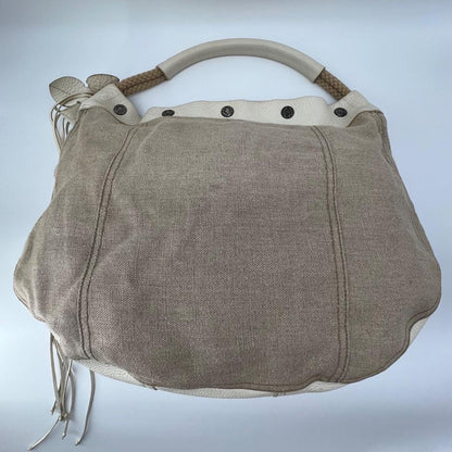 PRADA Shoulder Bag Purse Leather Beige Authentic