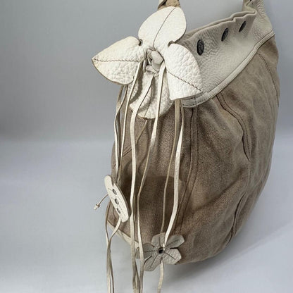 PRADA Shoulder Bag Purse Leather Beige Authentic