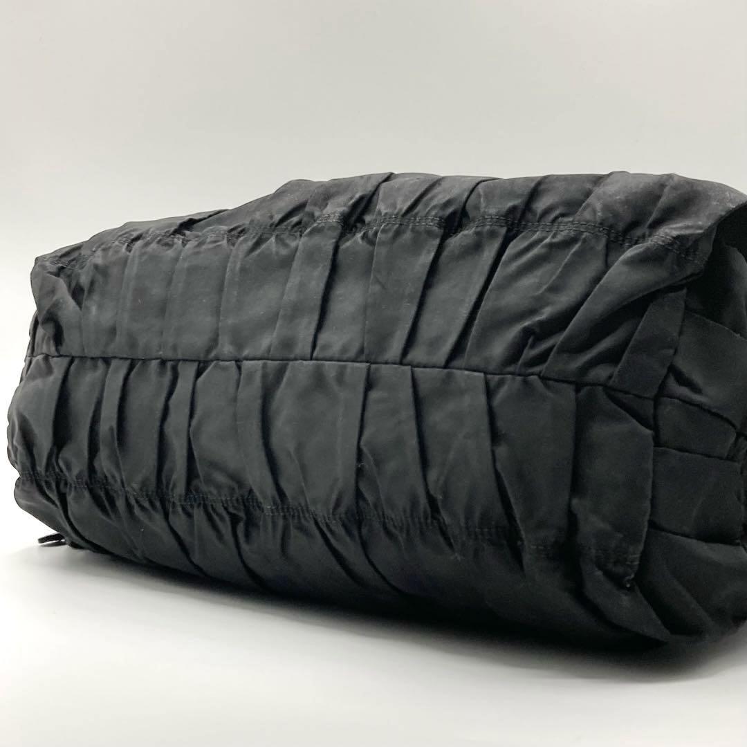 PRADA Hand Shoulder Bag Tote Purse 2way Nylon Leather Black Authentic