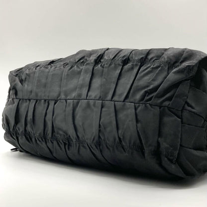 PRADA Hand Shoulder Bag Tote Purse 2way Nylon Leather Black Authentic