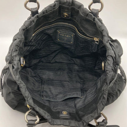 PRADA Hand Shoulder Bag Tote Purse 2way Nylon Leather Black Authentic
