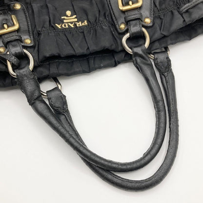 PRADA Hand Shoulder Bag Tote Purse 2way Nylon Leather Black Authentic