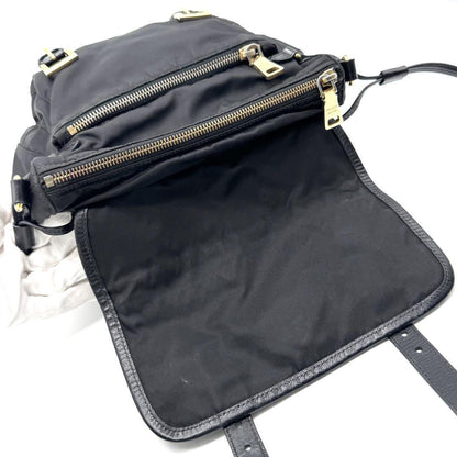PRADA Shoulder Bag Purse Nylon Leather Black Authentic