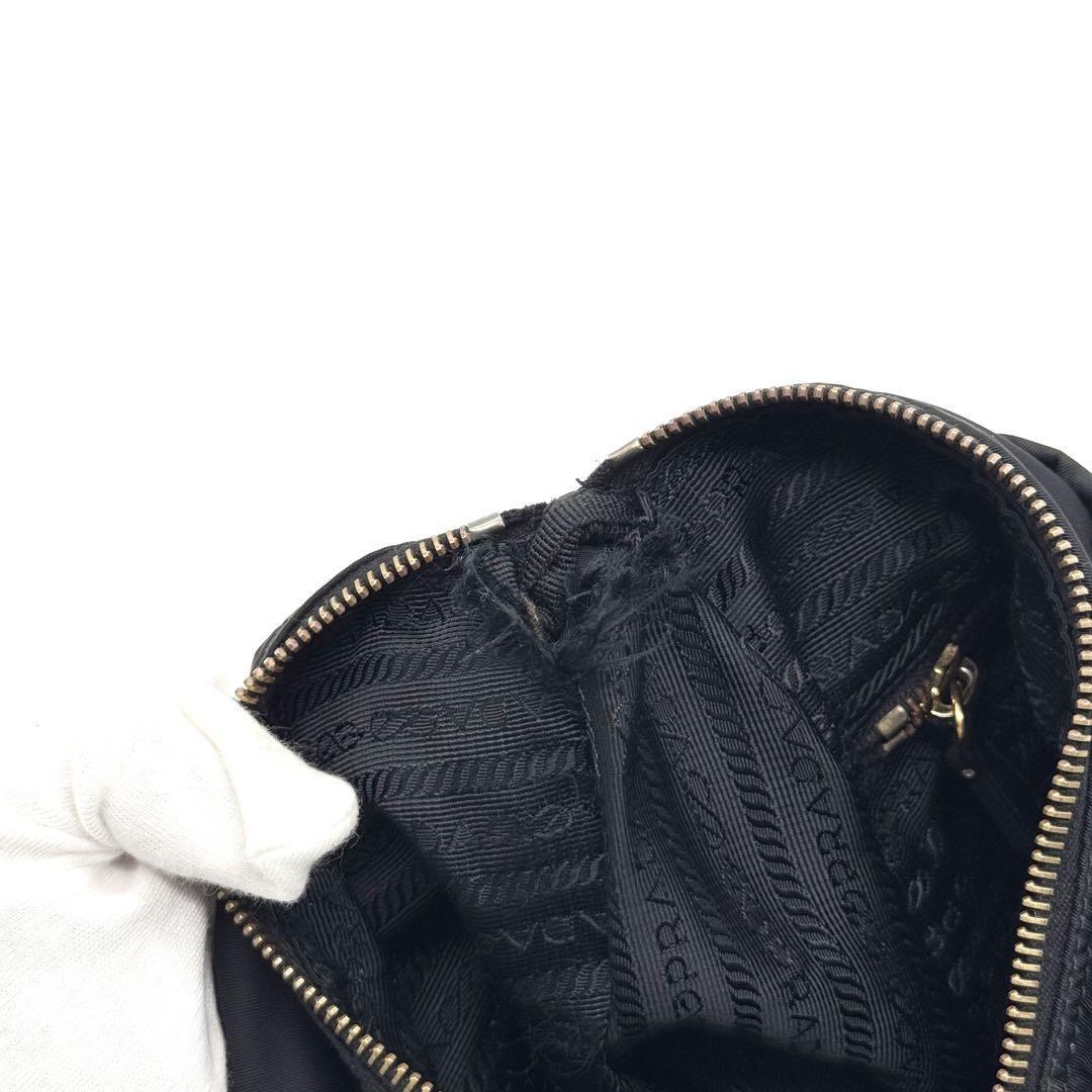 PRADA Shoulder Bag Purse Nylon Leather Black Authentic