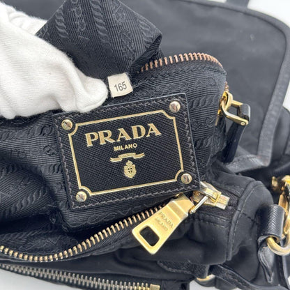 PRADA Shoulder Bag Purse Nylon Leather Black Authentic
