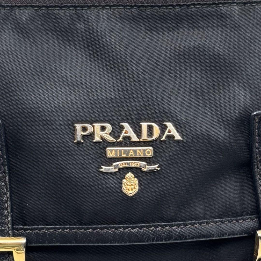 PRADA Shoulder Bag Purse Nylon Leather Black Authentic