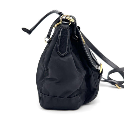 PRADA Shoulder Bag Purse Nylon Leather Black Authentic
