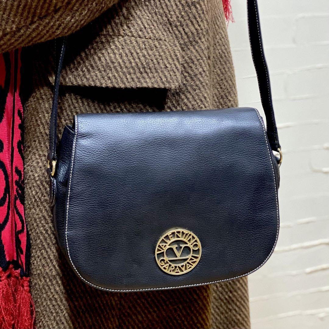 Valentino Garavani Shoulder Bag Purse Logo Leather Authentic