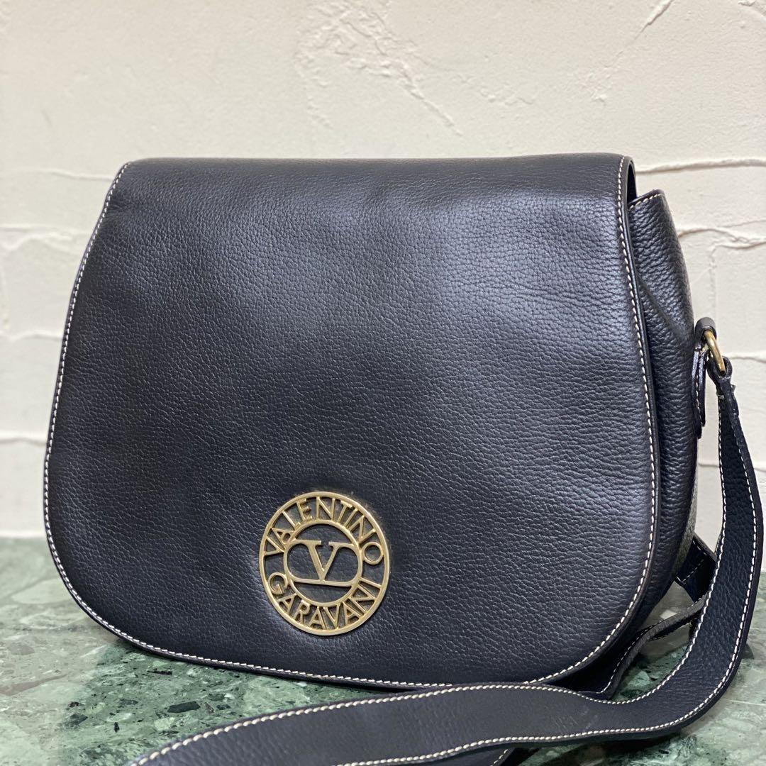Valentino Garavani Shoulder Bag Purse Logo Leather Authentic