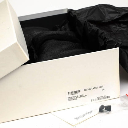 Saint Laurent Short Boots Shoes EU 38 US 8 Leather Black Authentic