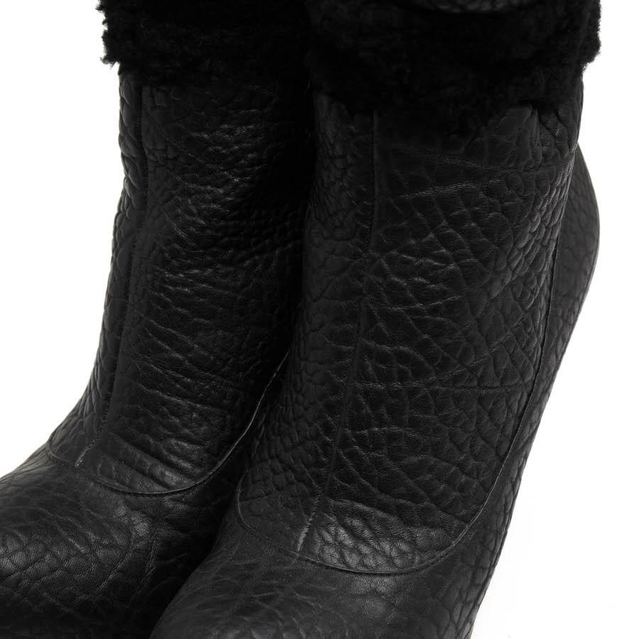 Saint Laurent Short Boots Shoes EU 38 US 8 Leather Black Authentic