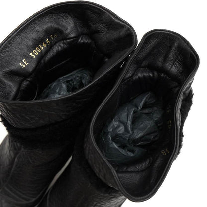 Saint Laurent Short Boots Shoes EU 38 US 8 Leather Black Authentic