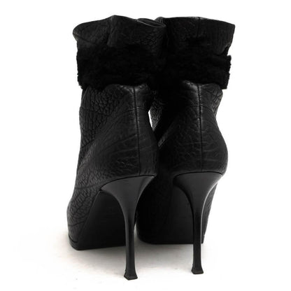 Saint Laurent Short Boots Shoes EU 38 US 8 Leather Black Authentic