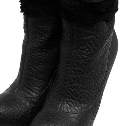 Saint Laurent Short Boots Shoes EU 38 US 8 Leather Black Authentic